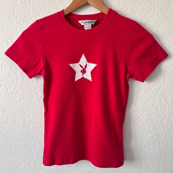 Playboy Y2K Iconic Red White Star Short Sleeve - Picture 3 of 7